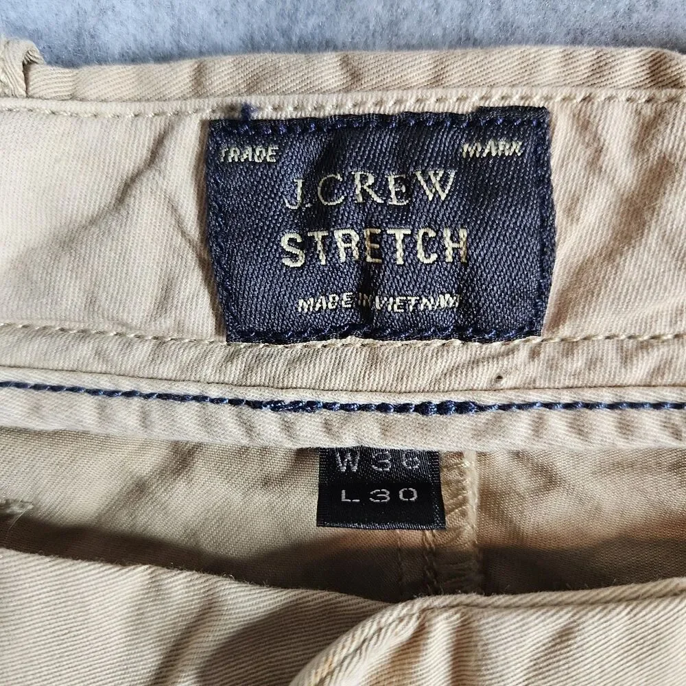 J Crew Stretch Chino Pants Mens 36x30 Brown Cotton Casual Office Work Khaki